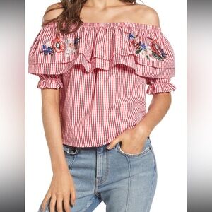 Gingham Off the Shoulder  Top